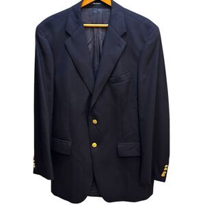 Polo University Ralph Lauren Blazer Mens 42 Tall Long Navy Blue Gold Buttons 42T